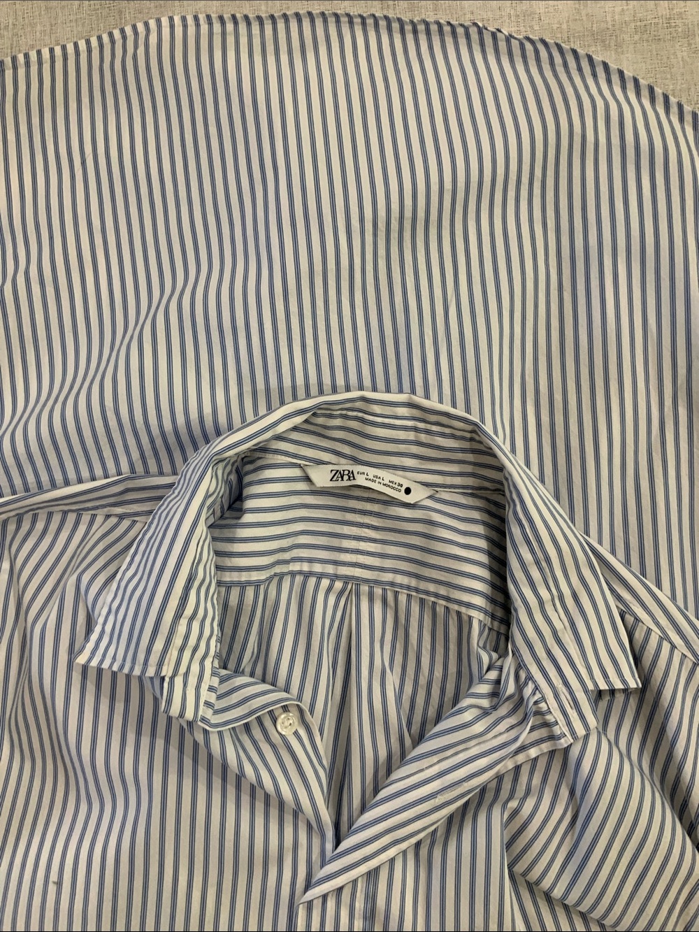 Zara Blue and White Striped Button-Down Shirt - Picture 7 of 8